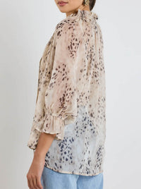 AMONG THE BRAVE ODYSSEY LEOPARD SHIRRED TOP