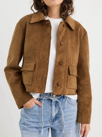 AMONG THE BRAVE EXHIBIT FAUX SUEDE CROP JACKET
