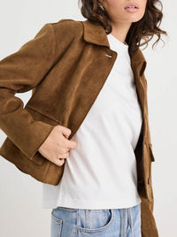 AMONG THE BRAVE EXHIBIT FAUX SUEDE CROP JACKET