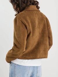 AMONG THE BRAVE EXHIBIT FAUX SUEDE CROP JACKET