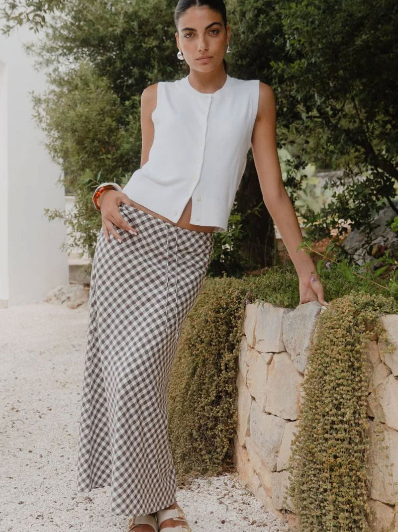 AMONG THE BRAVE SUMMIT GINGHAM MAXI SKIRT