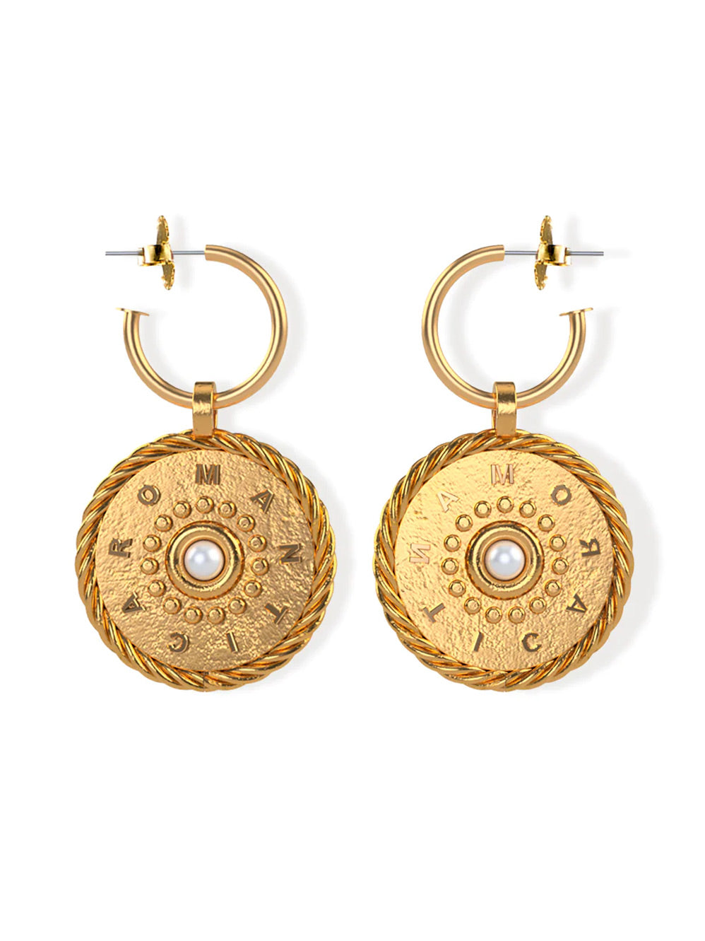 BLING BAR ROMANTICA MEDALLION EARRINGS