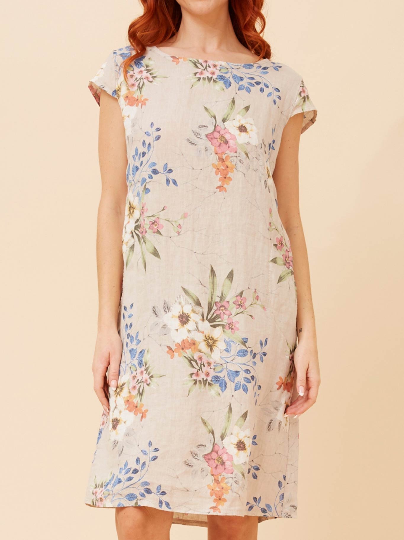 BOTTEGA MODA LINEN FLORAL DRESS