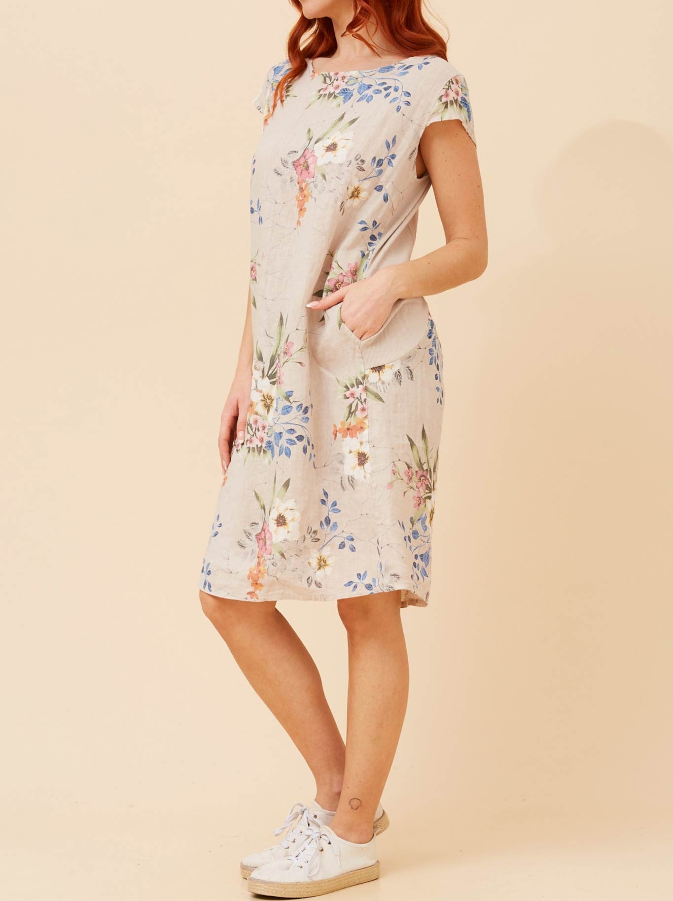 BOTTEGA MODA LINEN FLORAL DRESS