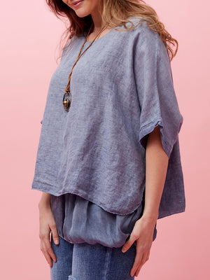 BOTTEGA MODA DOUBLE LAYER LINEN TOP