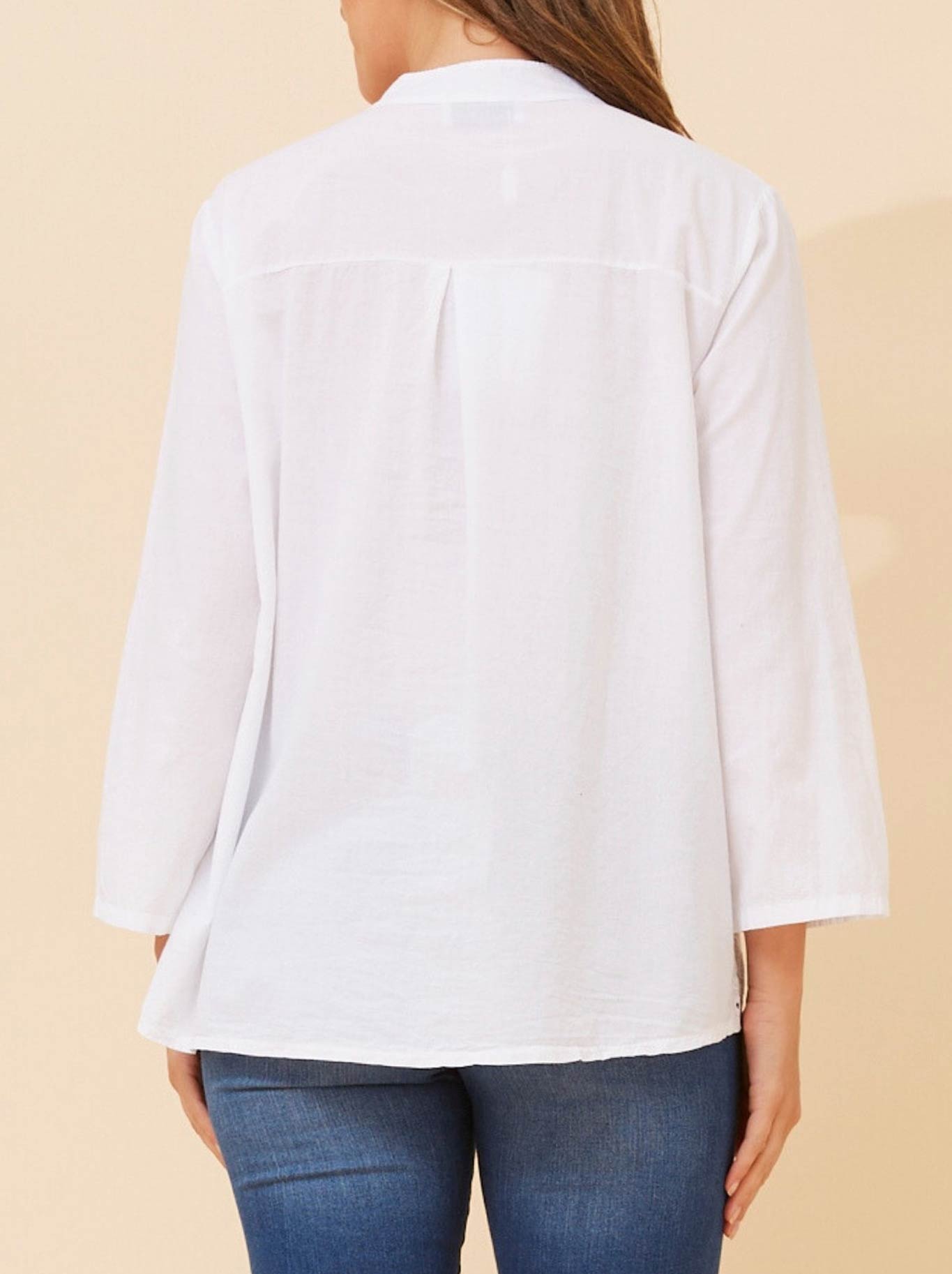 BOTTEGA MODA EMBROIDERED SHIRT WITH ROLL UP SLEEVE