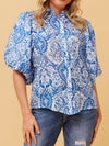 CAROLINE K MORGAN PUFF SLEEVE BLOUSE