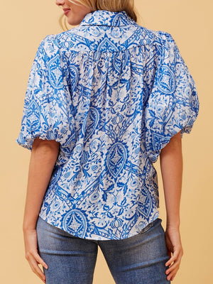 CAROLINE K MORGAN PUFF SLEEVE BLOUSE