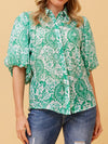 CAROLINE K MORGAN PUFF SLEEVE BLOUSE