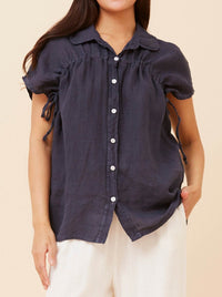 BOTTEGA MODA LINEN SHIRT WITH SHIRRING DETAIL