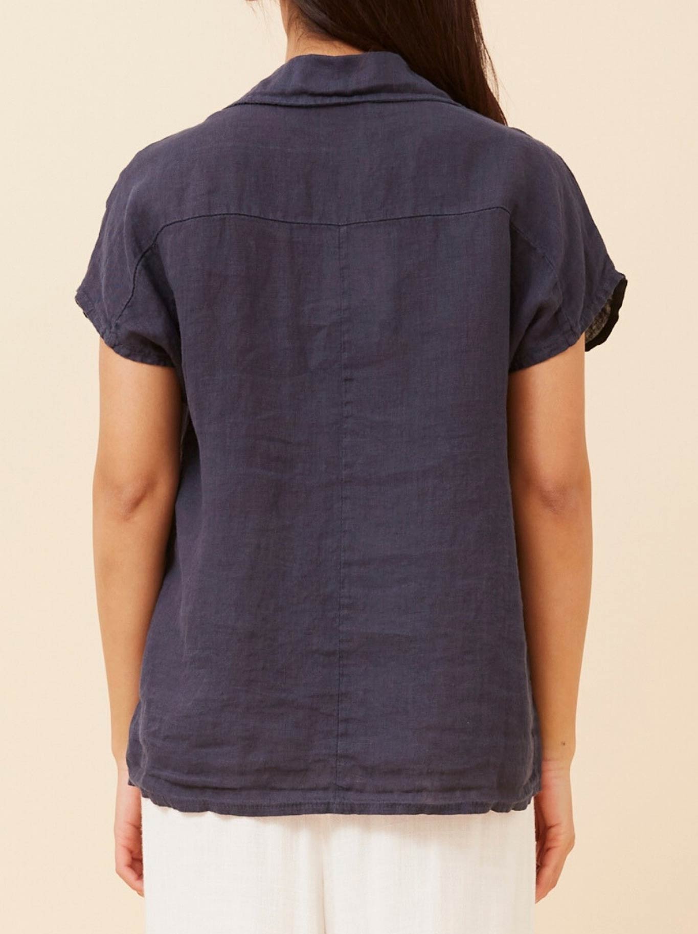 BOTTEGA MODA LINEN SHIRT WITH SHIRRING DETAIL