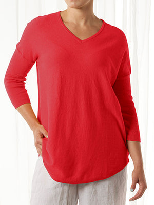 BRIDGE & LORD CURVED HEM VEE PULLOVER