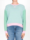 BRIDGE & LORD CURVED HEM STRIPED PULLOVER