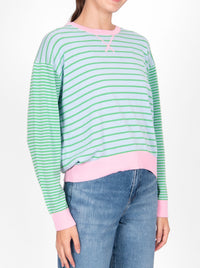 BRIDGE & LORD CURVED HEM STRIPED PULLOVER