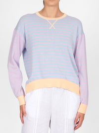 BRIDGE & LORD CURVED HEM STRIPED PULLOVER
