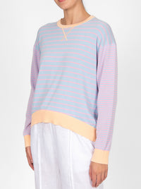 BRIDGE & LORD CURVED HEM STRIPED PULLOVER