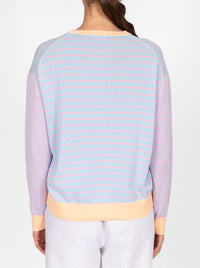 BRIDGE & LORD CURVED HEM STRIPED PULLOVER