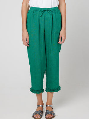 CAKE LINEN RUFFLE CAPRI PANT