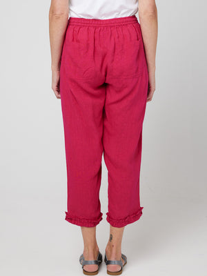 CAKE LINEN RUFFLE CAPRI PANT