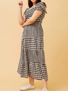 CAROLINE K MORGAN GINGHAM TIERED MAXI DRESS