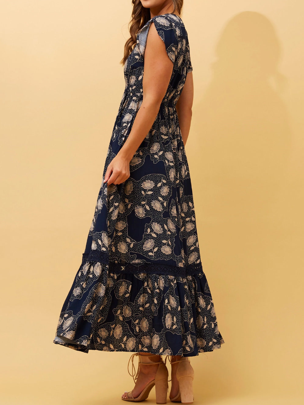 CAROLINE K MORGAN FLORAL PRINT DRESS