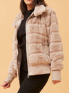 CAROLINE K MORGAN FAUX FUR BOMBER JACKET