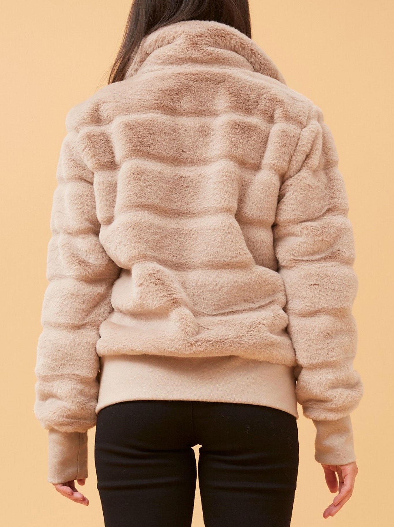 CAROLINE K MORGAN FAUX FUR BOMBER JACKET
