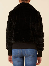 CAROLINE K MORGAN FAUX FUR BOMBER JACKET