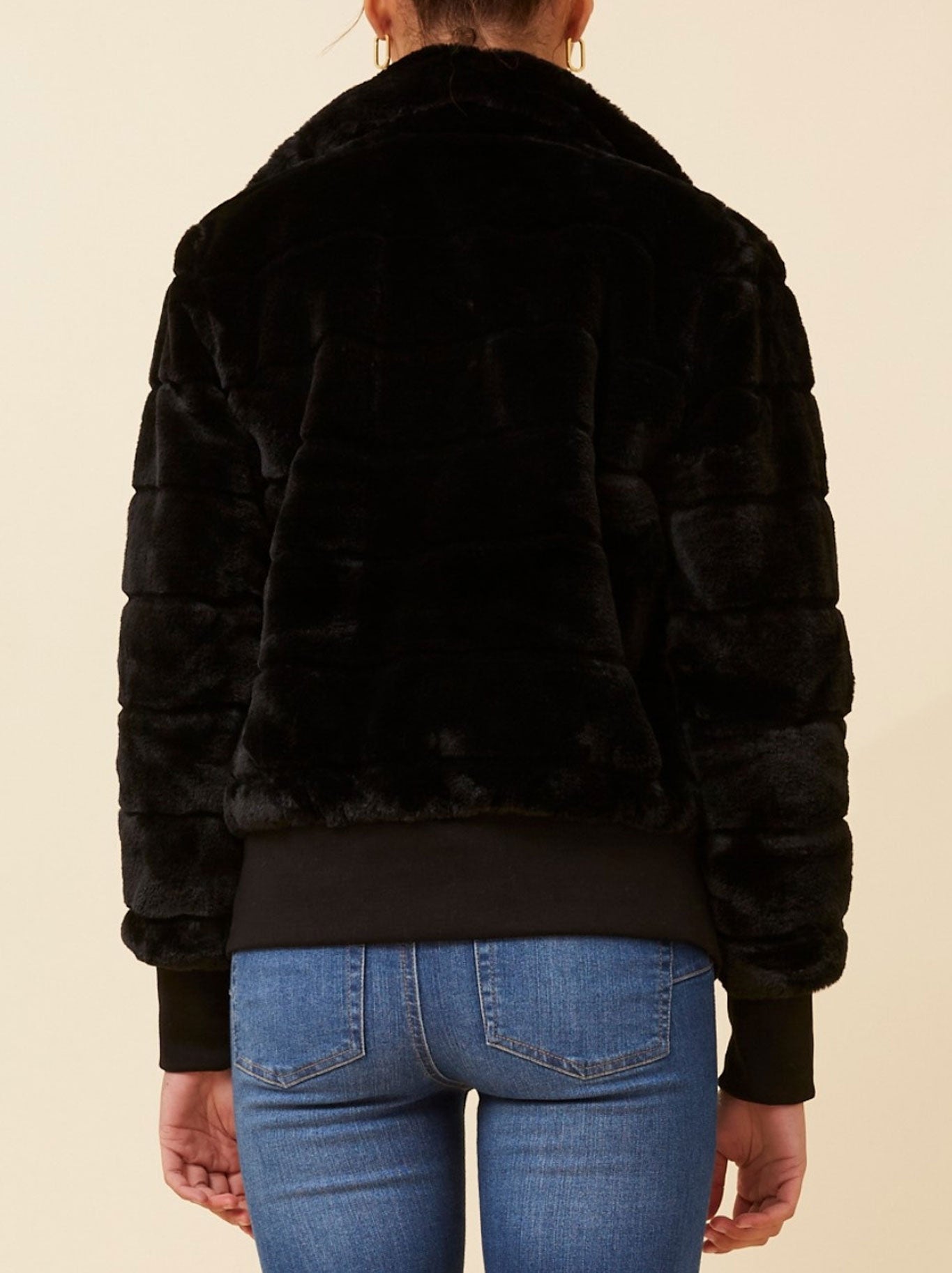 CAROLINE K MORGAN FAUX FUR BOMBER JACKET