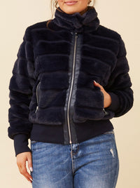CAROLINE K MORGAN FAUX FUR BOMBER JACKET