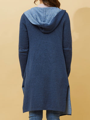 CAROLINE K MORGAN HOODED KNIT CARDIGAN