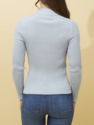 CAROLINE K MORGAN ROUND NECK RIBBED KNIT