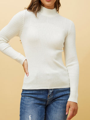 CAROLINE K MORGAN ROUND NECK RIBBED KNIT