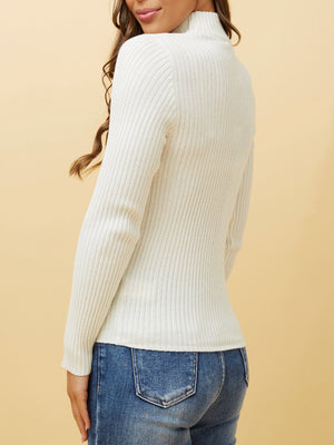 CAROLINE K MORGAN ROUND NECK RIBBED KNIT