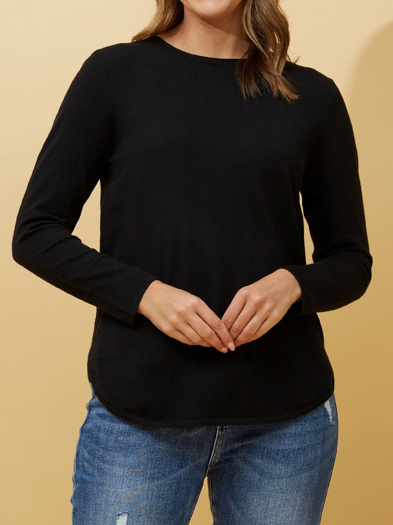 CAROLINE K MORGAN CURVED HEM KNIT
