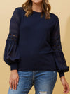 CAROLINE K MORGAN BALLOON LACE SLEEVE KNIT