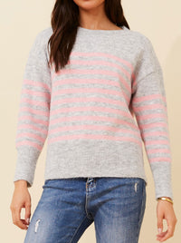 CAROLINE K MORGAN STRIPE KNIT PULLOVER