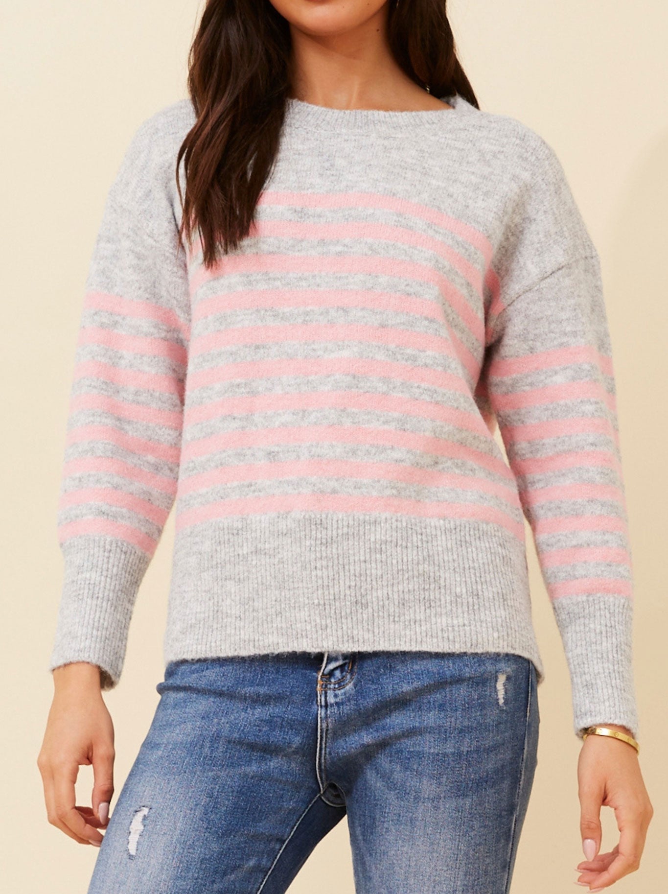 CAROLINE K MORGAN STRIPE KNIT PULLOVER