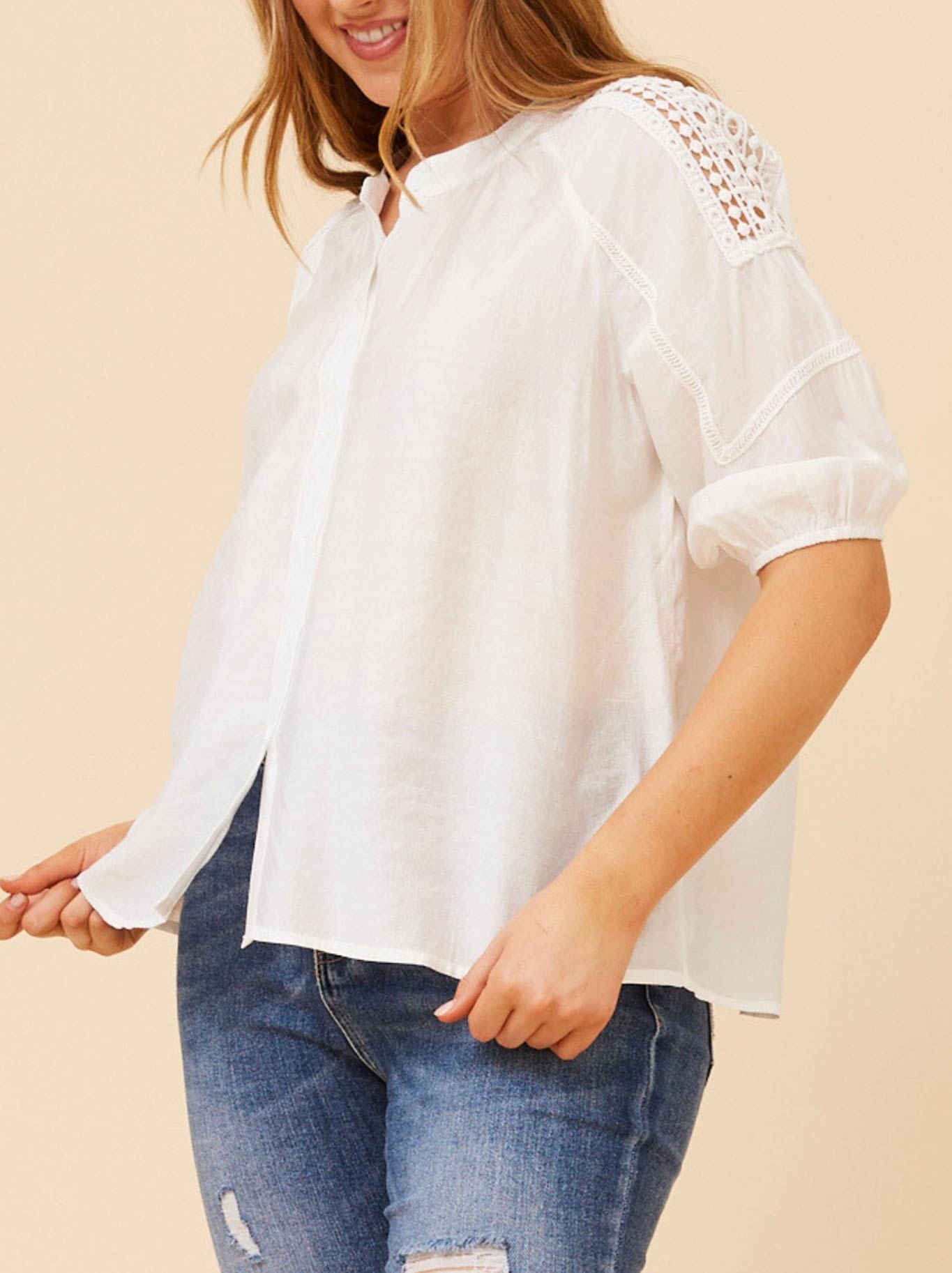 CAROLINE K MORGAN LACE DETAIL TOP