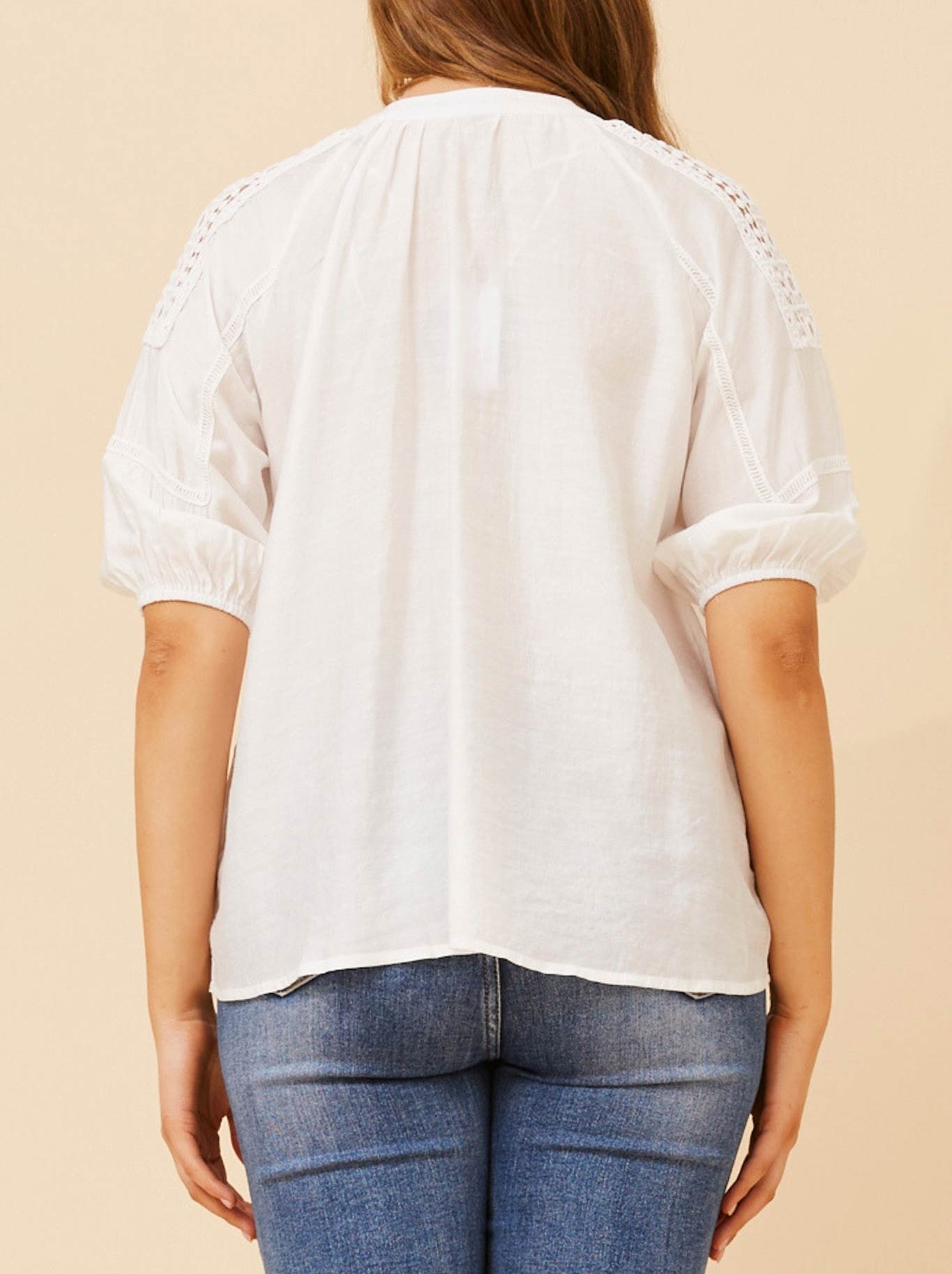 CAROLINE K MORGAN LACE DETAIL TOP