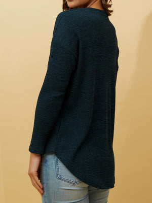 CAROLINE K MORGAN LONG SLEEVE RIBBED TOP