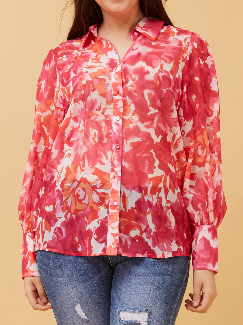 CAROLINE K MORGAN BALLOON SLEEVE SHIRT