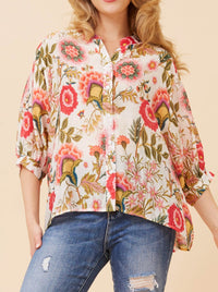 CAROLINE K MORGAN 3/4 SLEEVE SHIRT WITH BACK BUTTONS