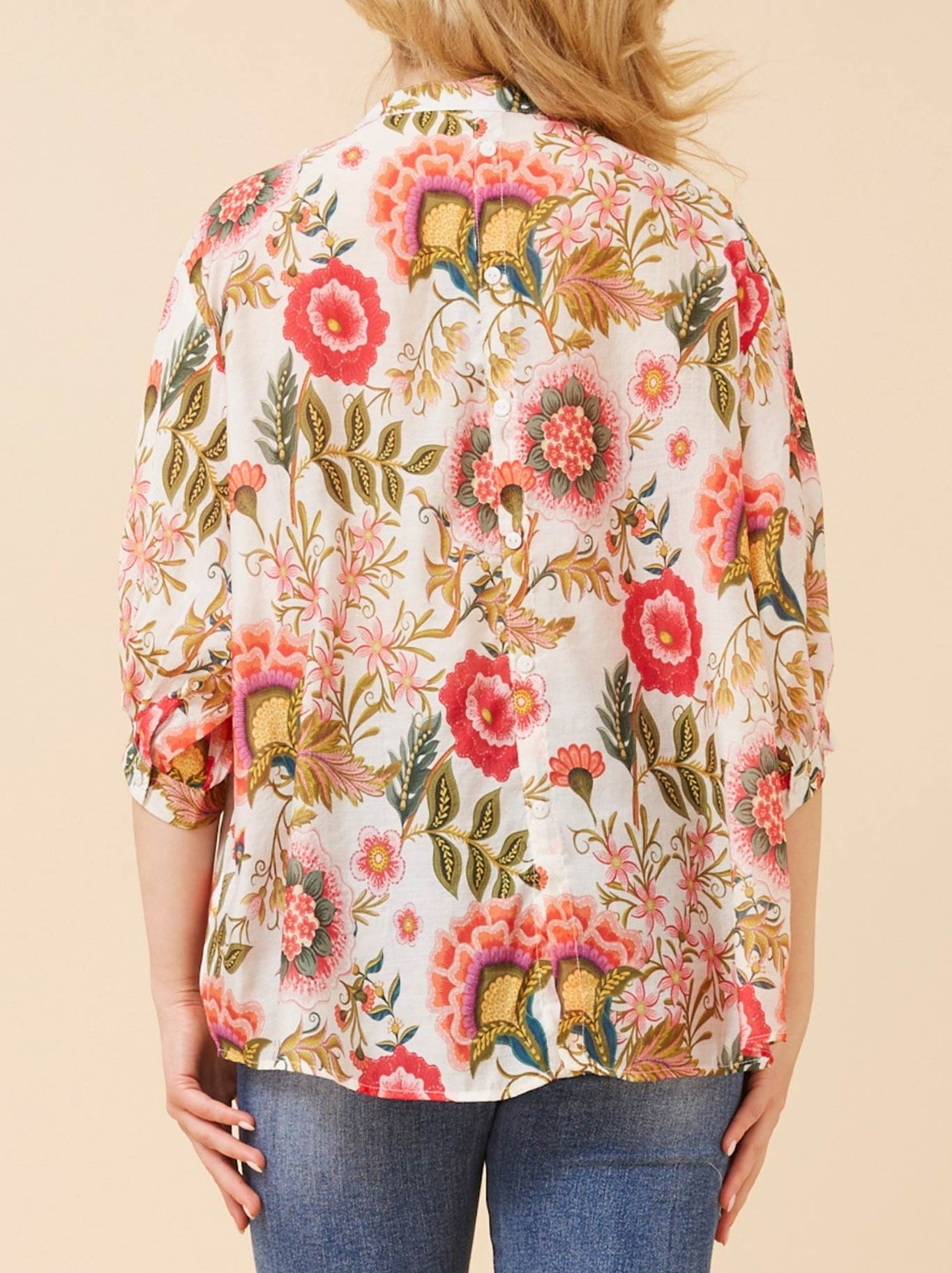 CAROLINE K MORGAN 3/4 SLEEVE SHIRT WITH BACK BUTTONS