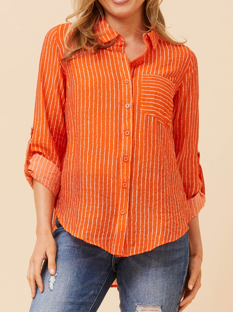 CAROLINE K MORGAN STRIPED LONG SLEEVE SHIRT