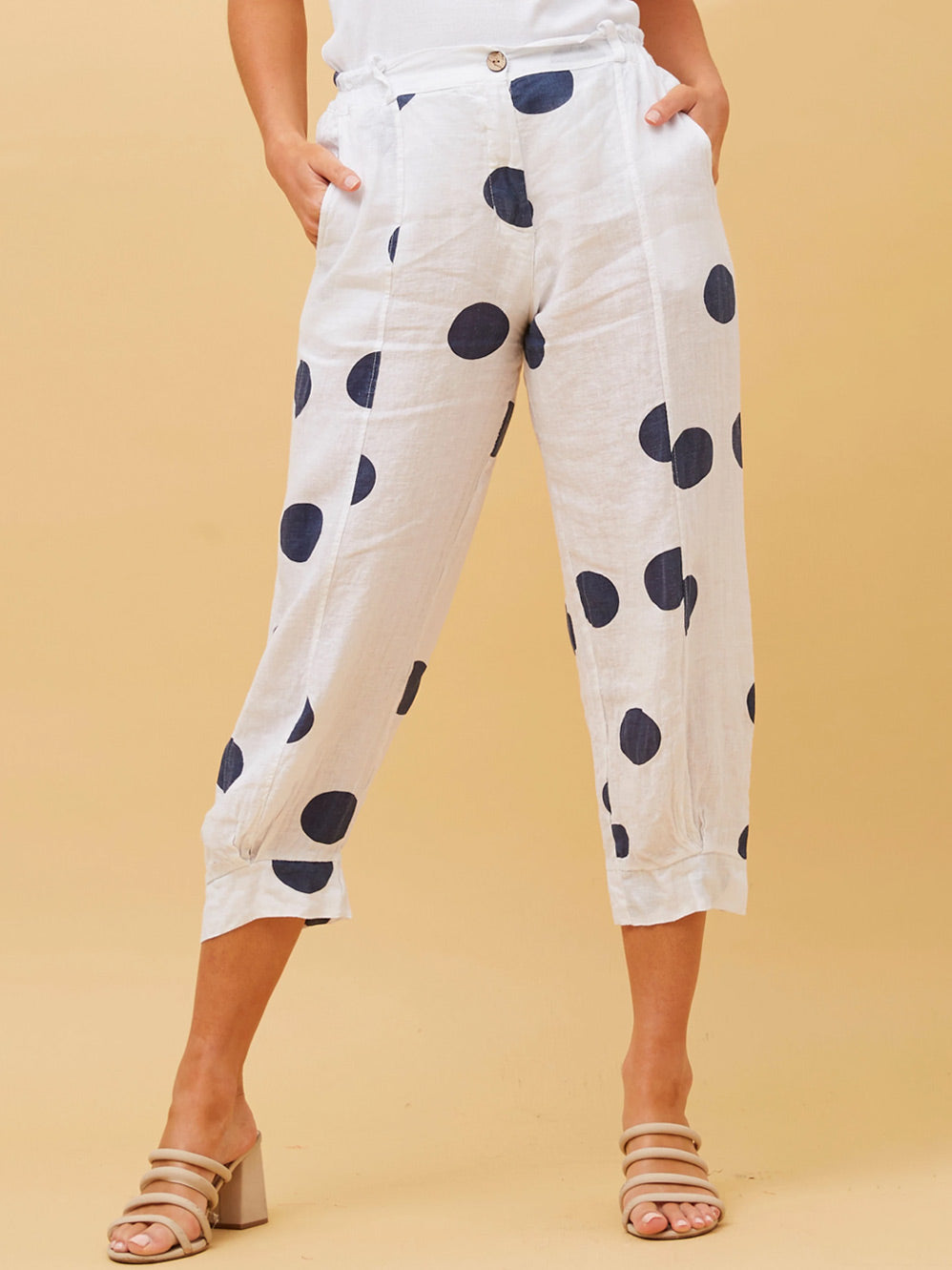 BOTTEGA MODA POLKA DOT LINEN PANT