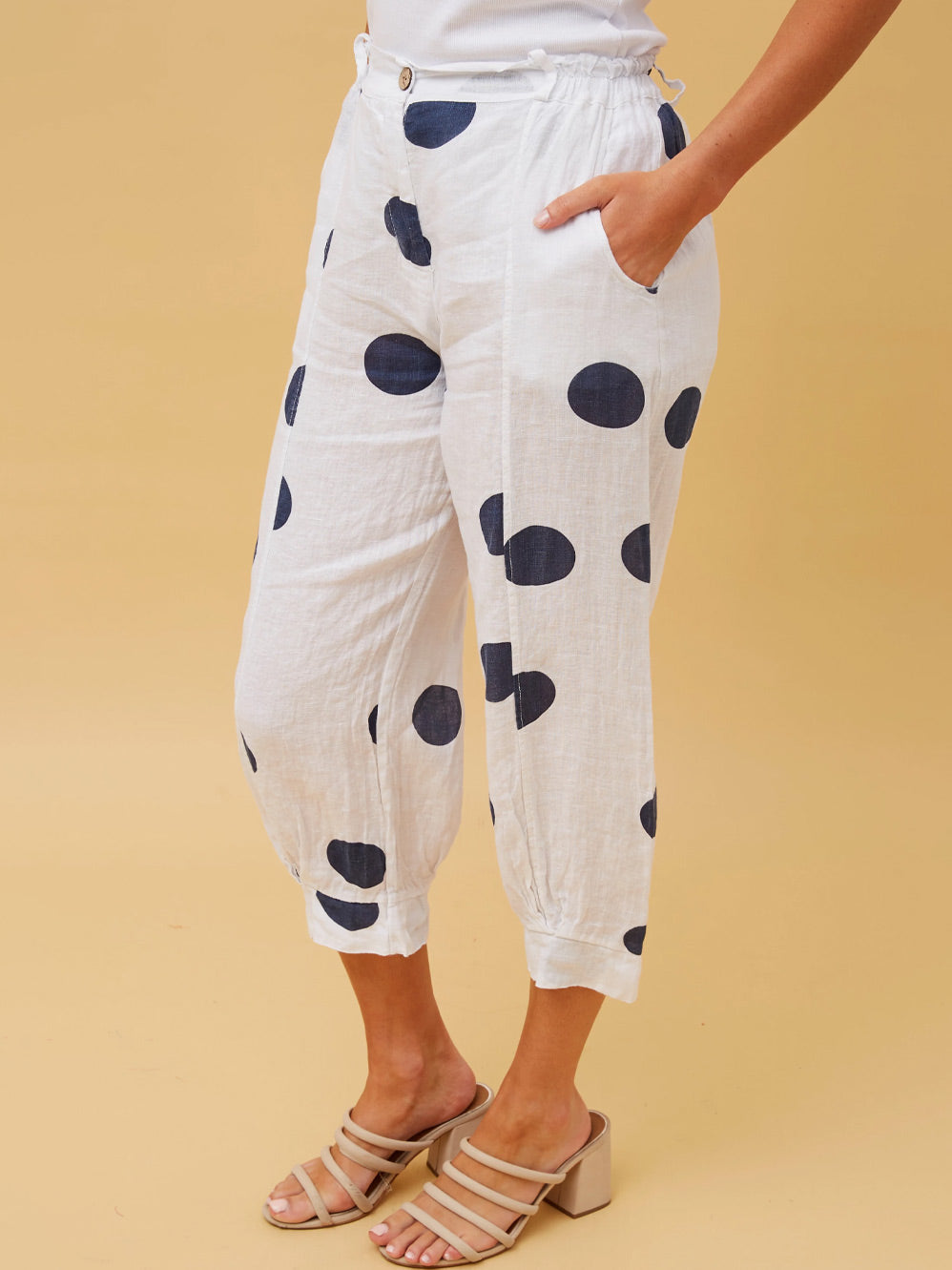 BOTTEGA MODA POLKA DOT LINEN PANT
