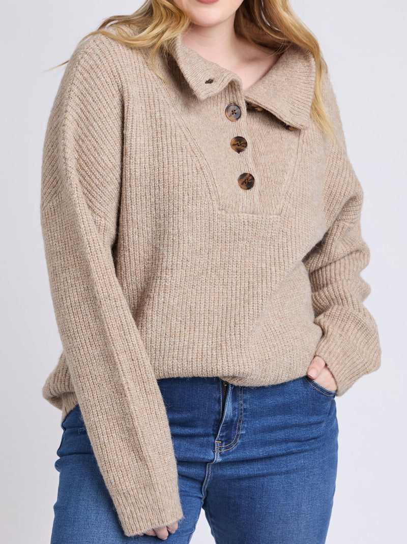 ELM BRON BUTTON KNIT