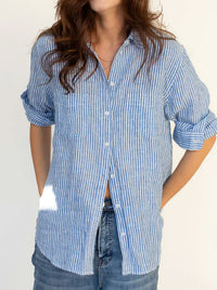 HUT STRIPE LINEN BOYFRIEND SHIRT