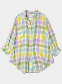 HUT PLAID LINEN BOYFRIEND SHIRT